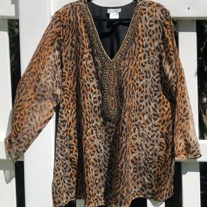 2/$10 Cheetah print beaded tunic